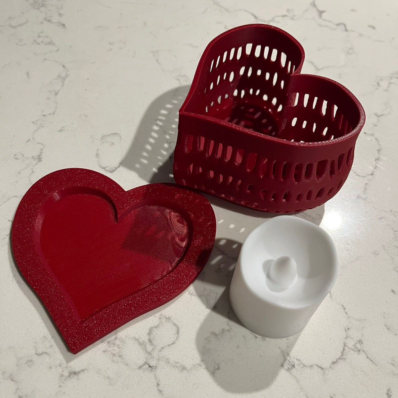 ❤️ Heart Voronoi Tea Light Holder (LED Tea Light Included)