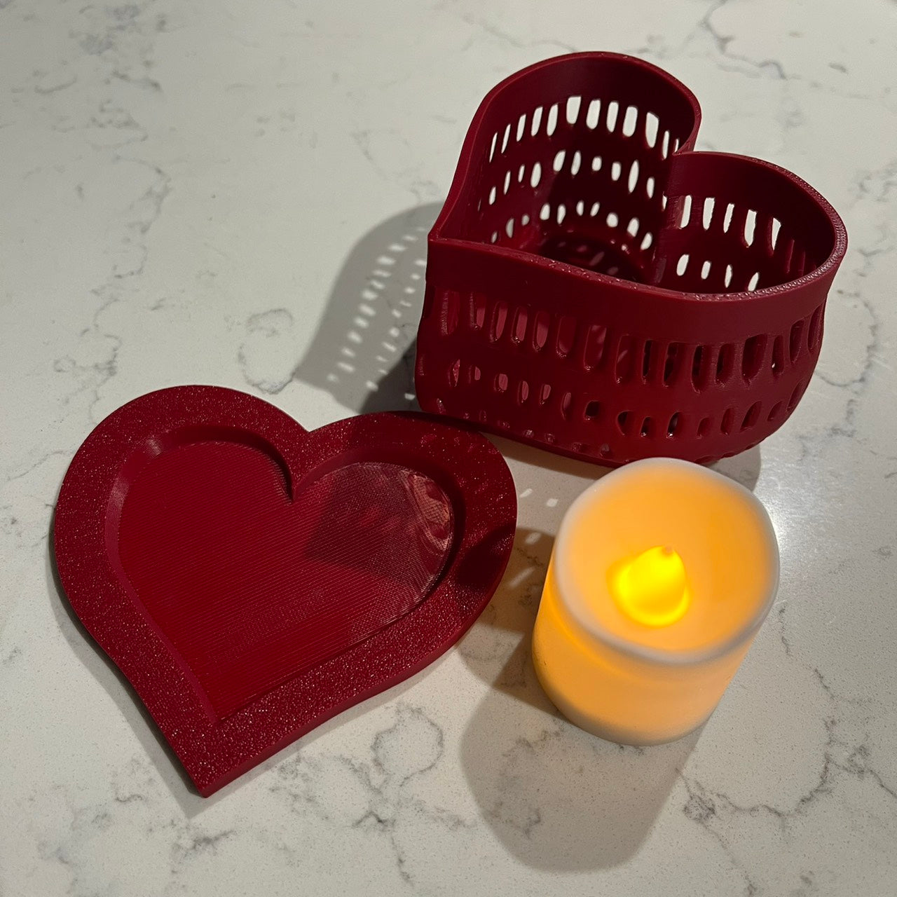 ❤️ Heart Voronoi Tea Light Holder (LED Tea Light Included)