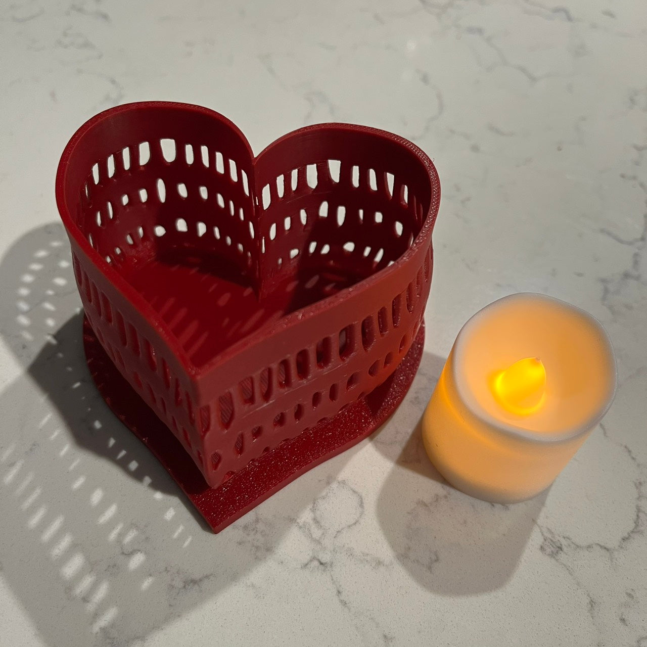 ❤️ Heart Voronoi Tea Light Holder (LED Tea Light Included)