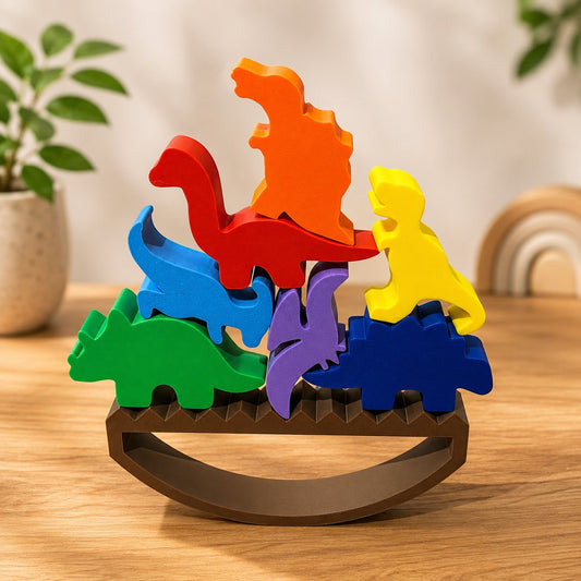 🦖 Dinosaur Balancing Set – Montessori Inspired Stacking & Balance Toy