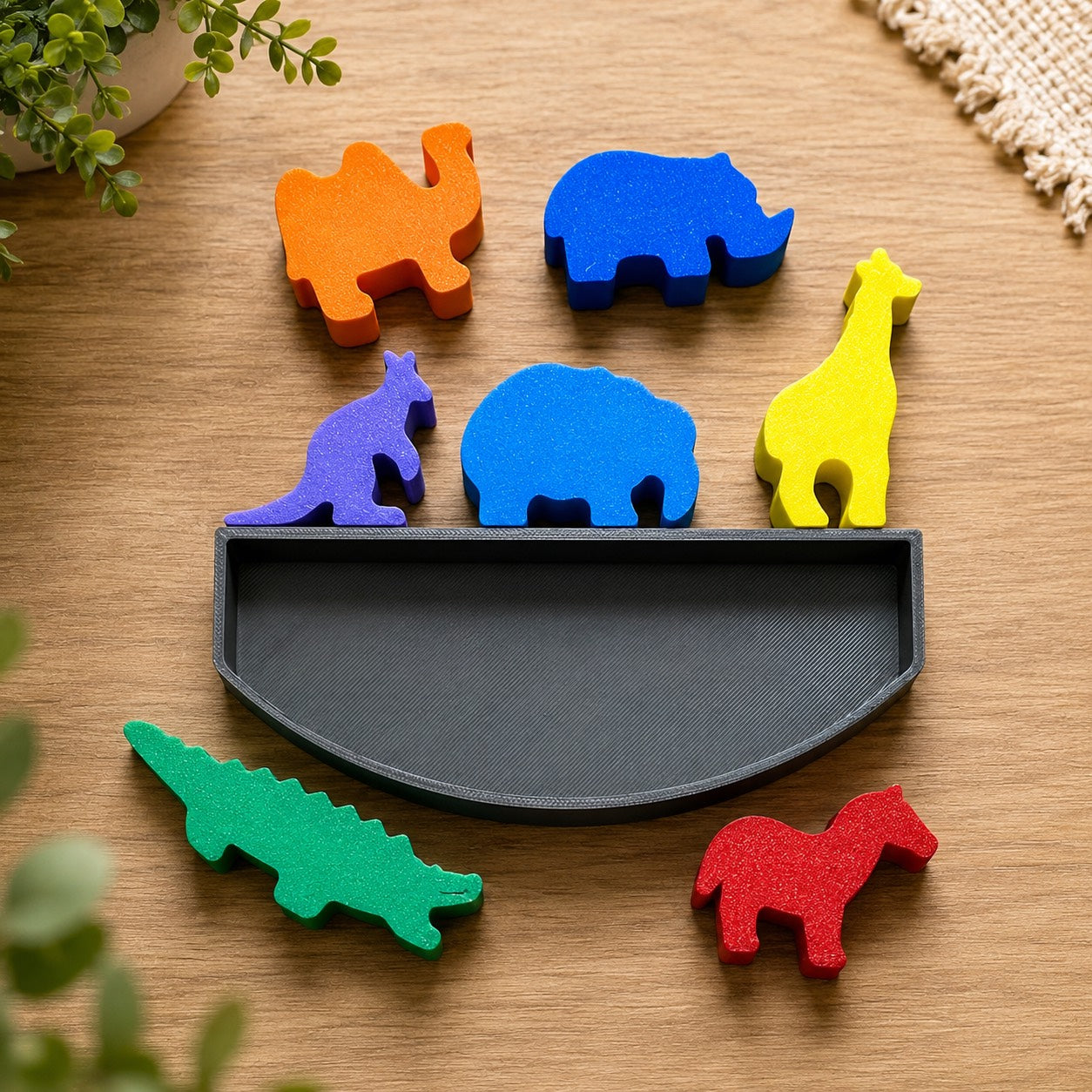 🦁 Safari Animal Balancing Set – Montessori Inspired Stacking & Balance Toy