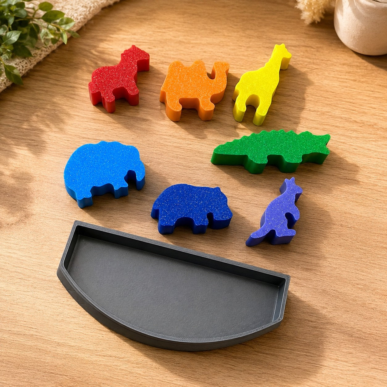 🦁 Safari Animal Balancing Set – Montessori Inspired Stacking & Balance Toy