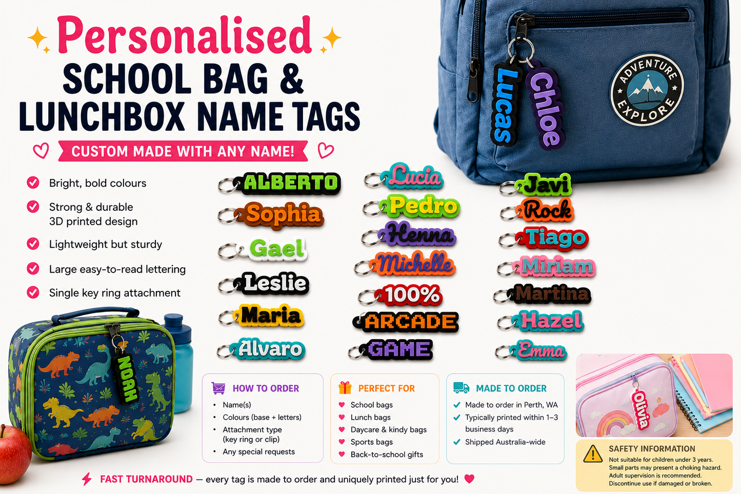 Personalised School Bag Tag